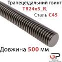 Трапецеїдальний гвинт TR24x5_R, Сталь C45, довжина 500 мм, правий хід