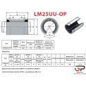 Лінійний підшипник відкритого типу, LM25UU-OP