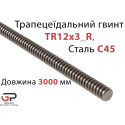 Трапецеїдальний гвинт TR12x3_R, Сталь C45, довжина 1000 мм, правий хід